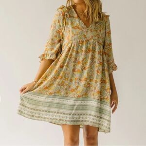 NEW Babydoll ruffle kimono sleeve boho dress